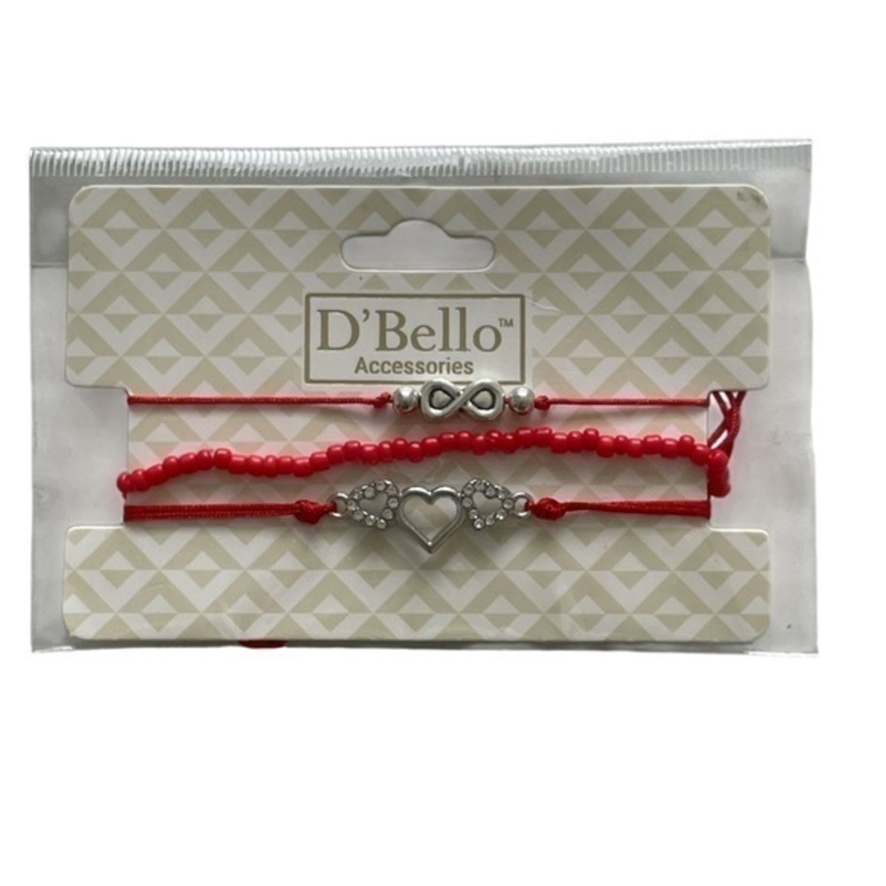 D'Bello Red and Silver Heart Bracelets